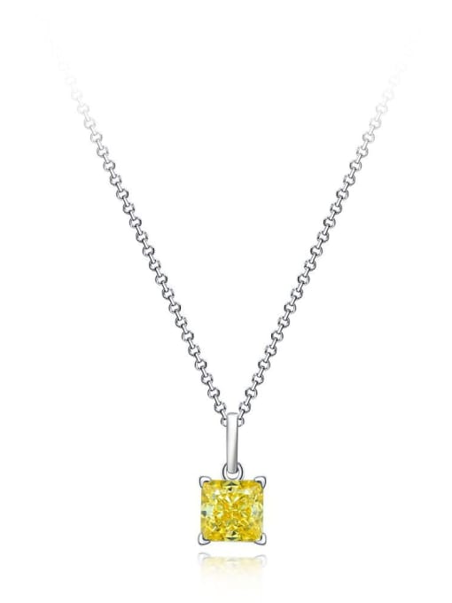 Yellow [P 0445] 925 Sterling Silver High Carbon Diamond Geometric Dainty Necklace